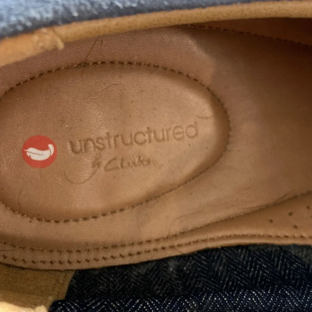 Clarks Unstructured Geo Lace Up Navy Blue Nubuck Oxford Plain Toe Shoes Men 10.5